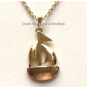 Gold Nautical Sailboat Necklace Sail Boat Island